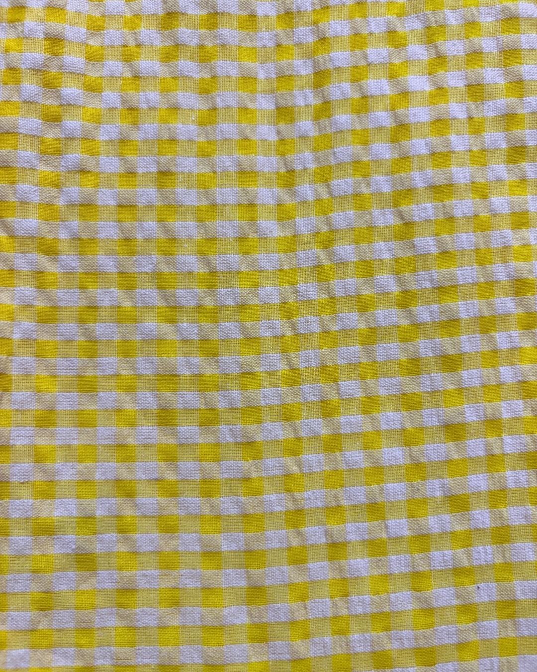 Yellow & White Check Fabric FBS0003