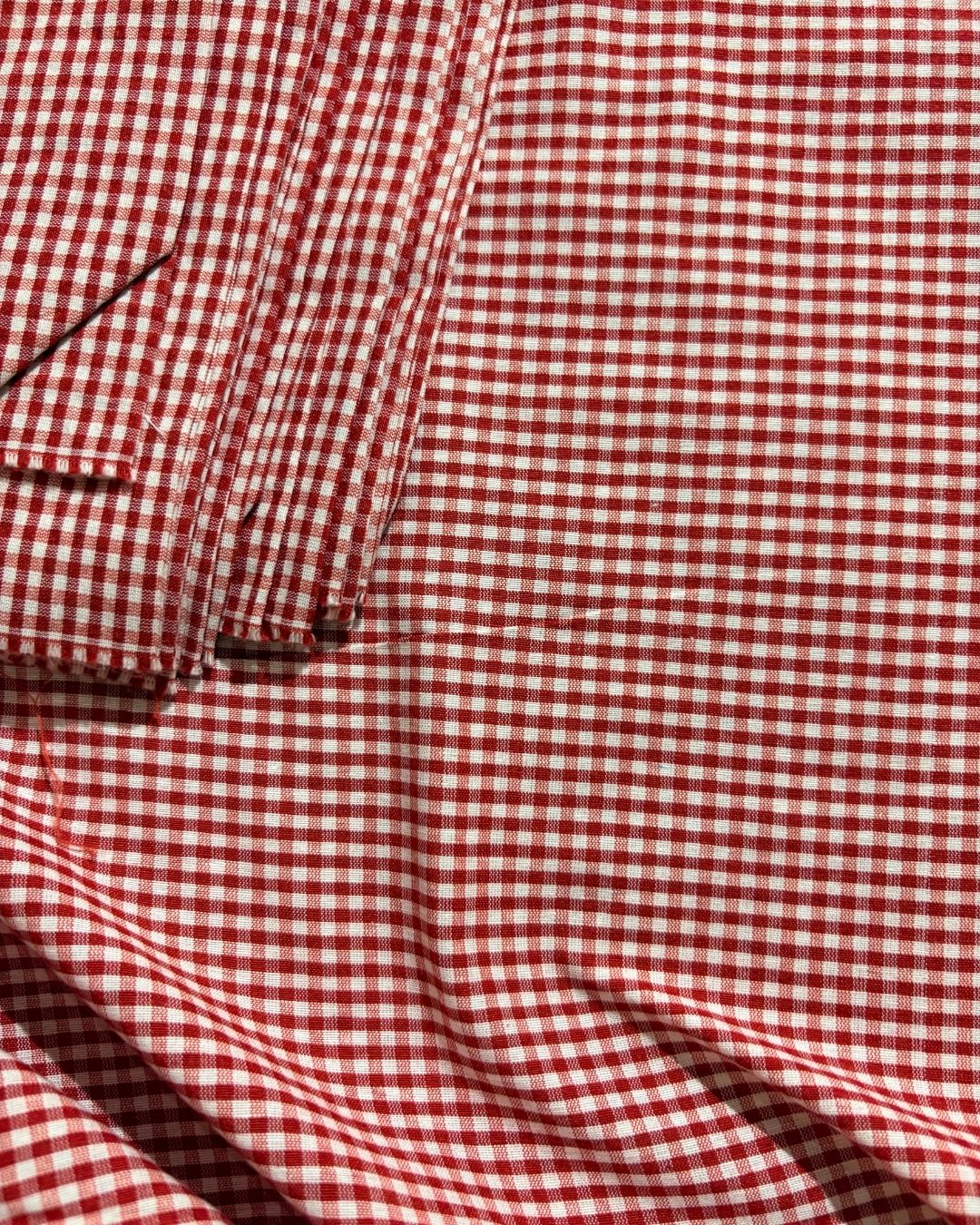 Red & White Gingham Check Fabric FBS0001