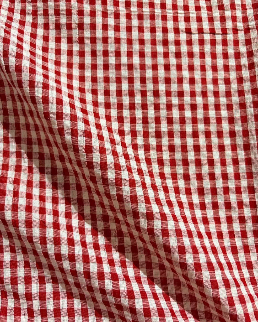 Red & White Check Fabric FBS0002