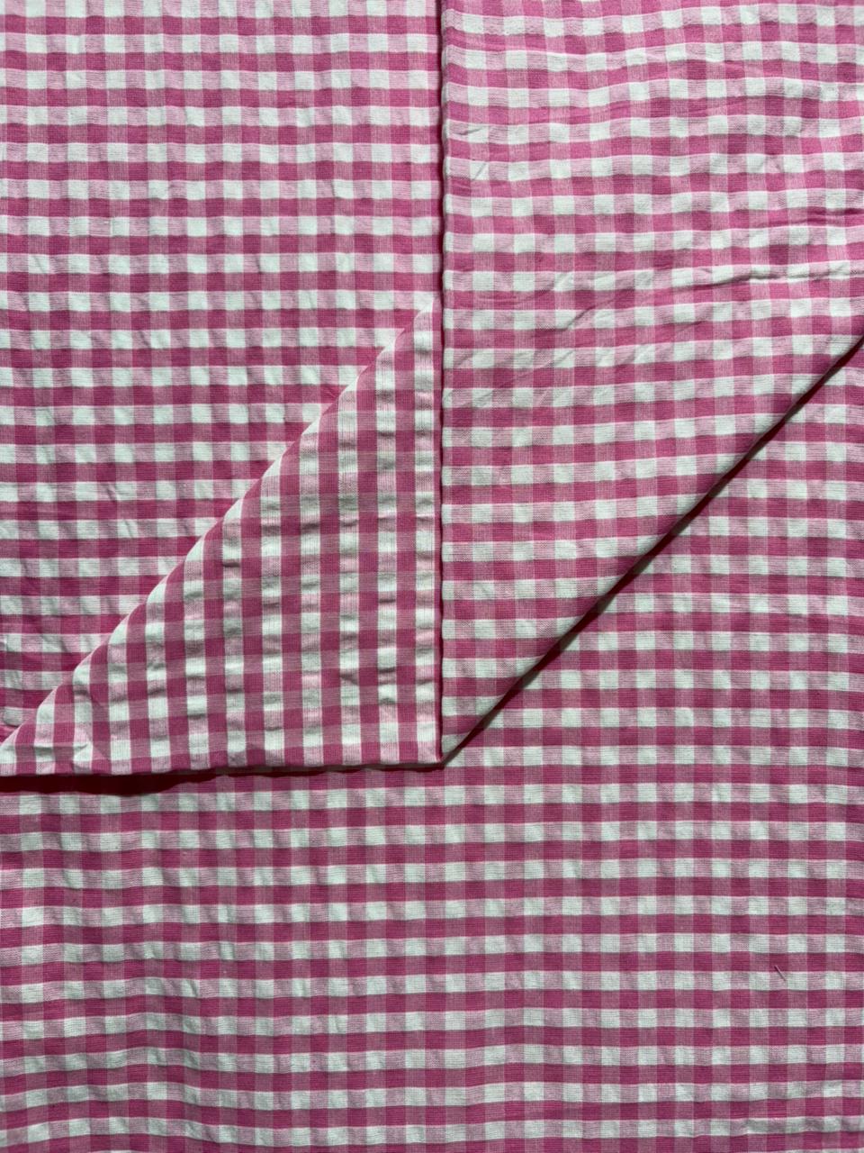 Pastel Pink Seersucker Check Fabric FBS026132
