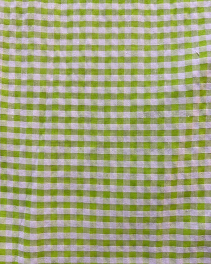 Light Green & White Check Fabric FBS0008