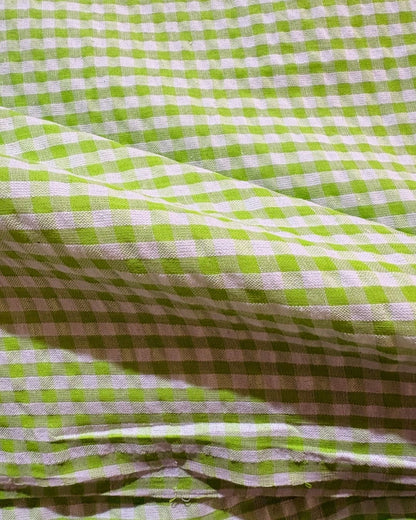 Light Green & White Check Fabric FBS0008