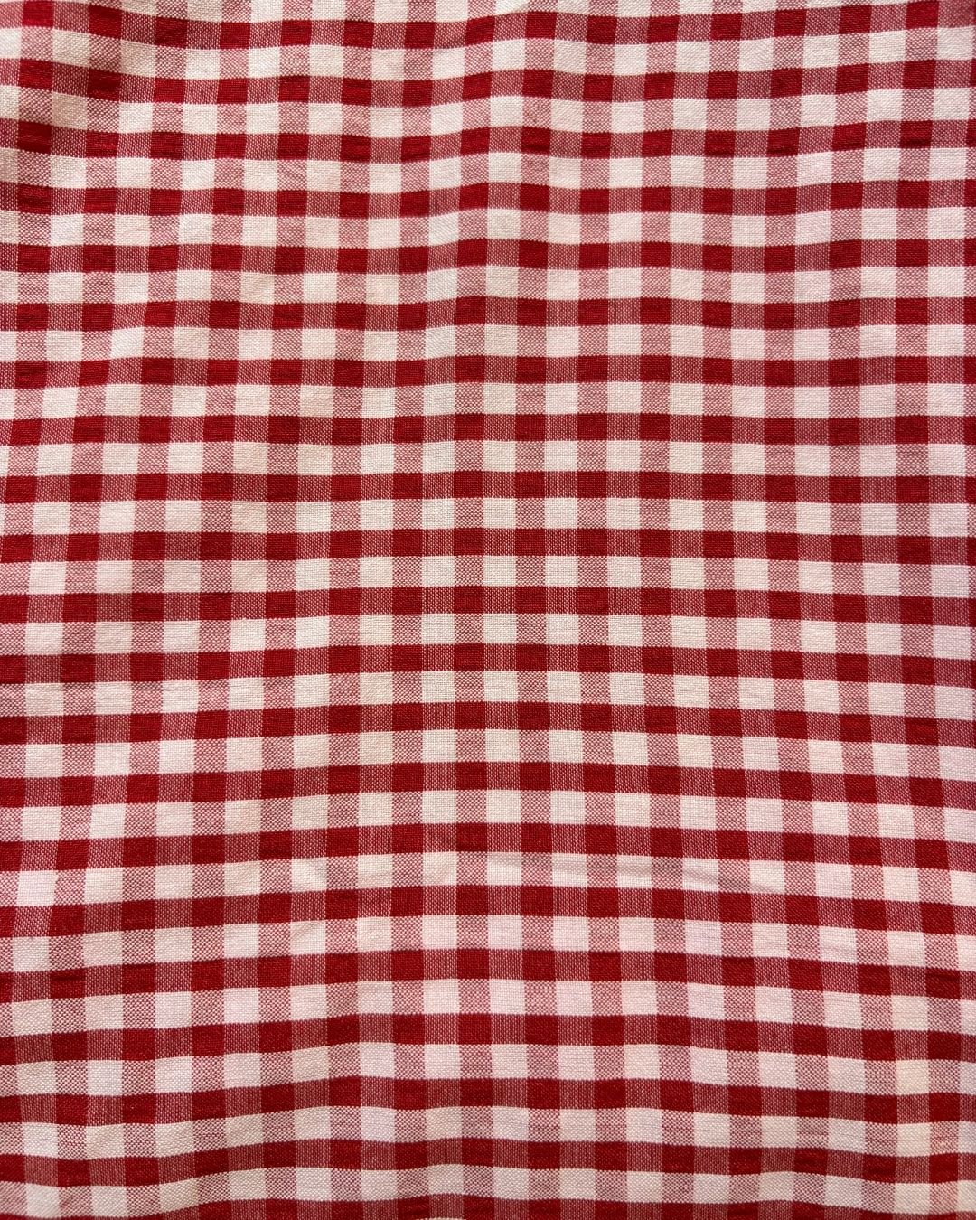 Red & White Check Fabric FBS0009