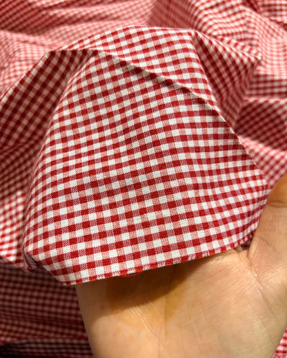 Red &amp; White Gingham Check Fabric FBS0001