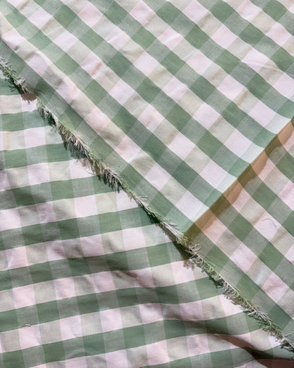 Mint Green & White Check Fabric FBS00010