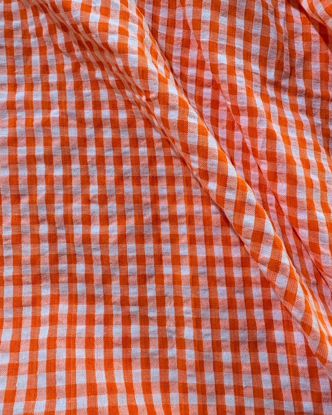 Orange & White Check Fabric FBS00012