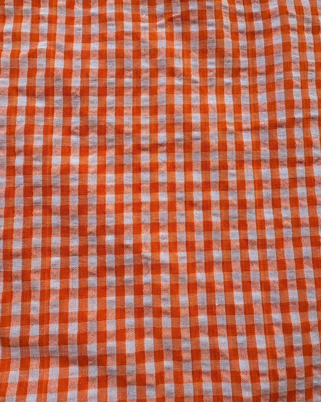 Orange & White Check Fabric FBS00012