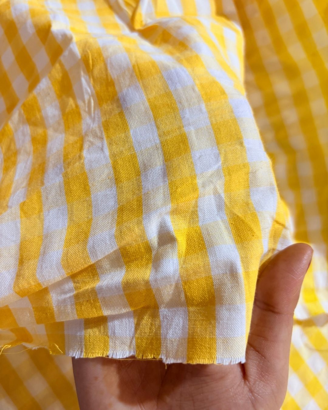 Yellow & White Check Fabric FBS00014