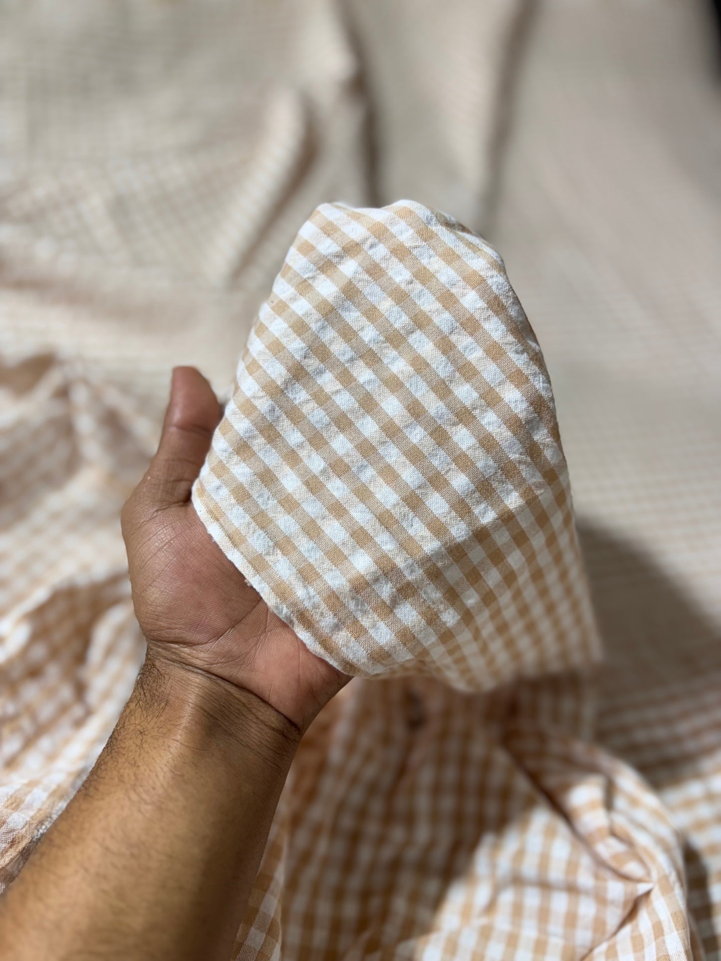 Cotton Check Seersucker Fabric CSC004