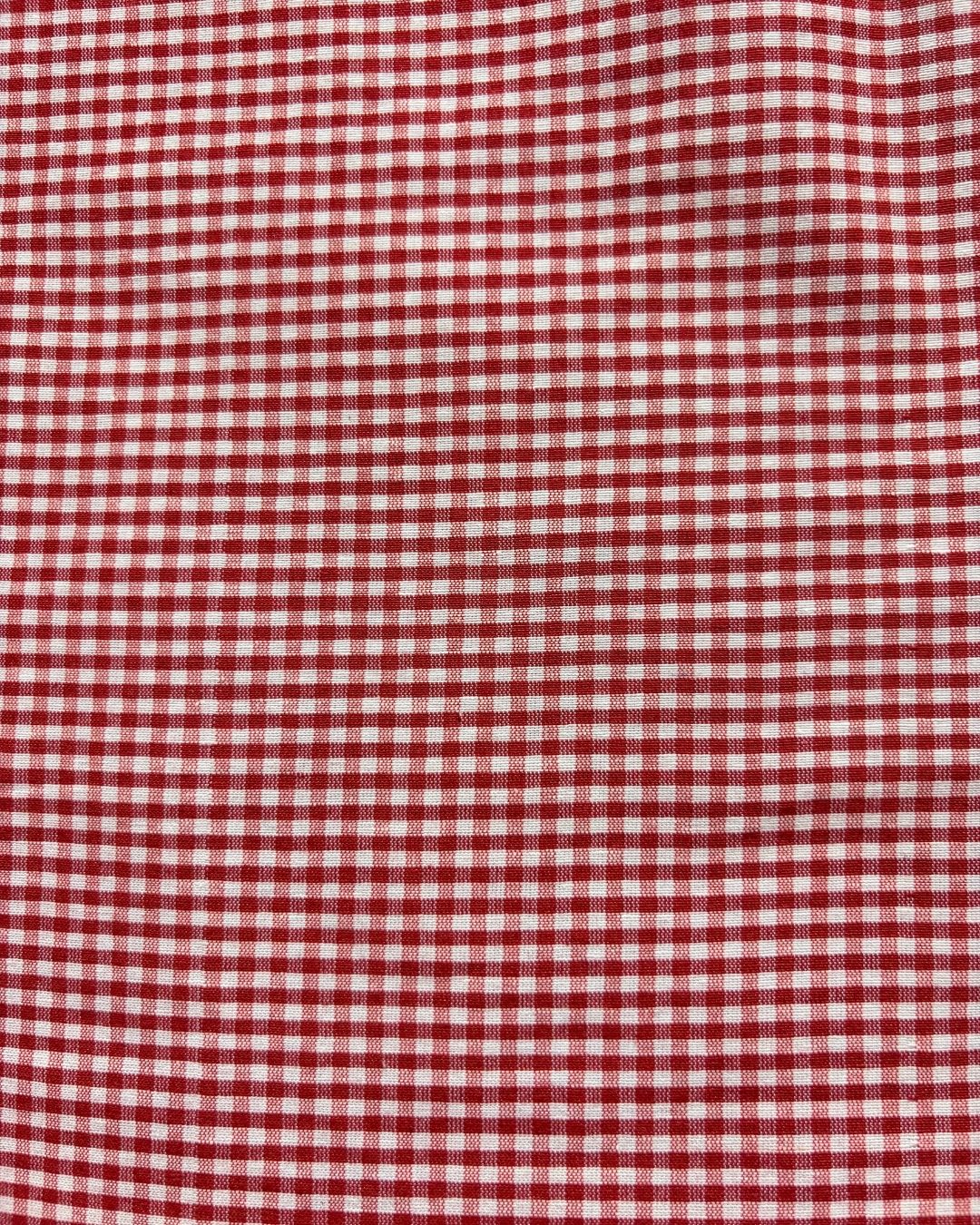 Red &amp; White Gingham Check Fabric FBS0001