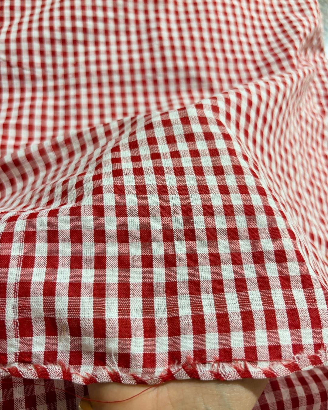 Red & White Check Fabric FBS0002