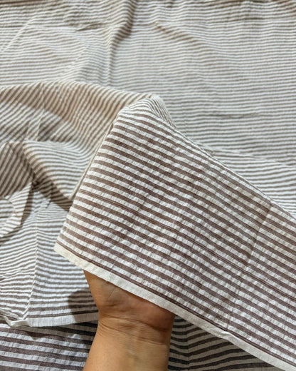 Dark Brown & White Strip Fabric FBS00022