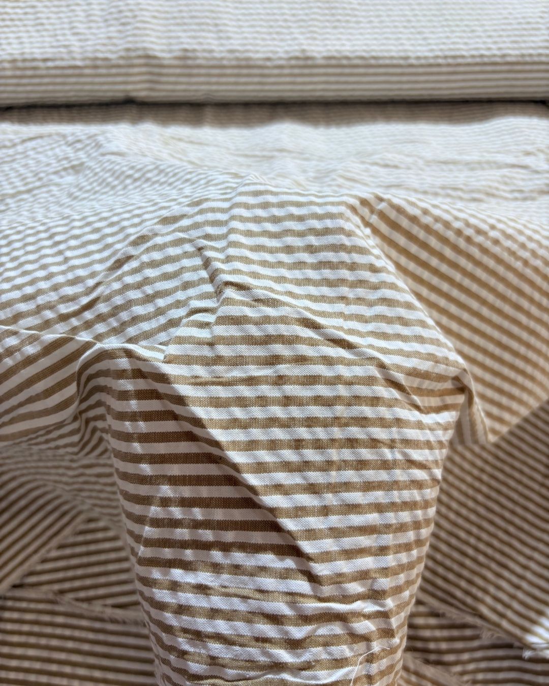 Dark Brown & White Strip Fabric FBS00023