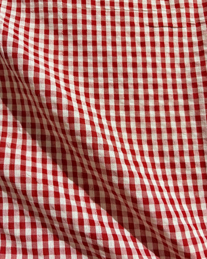 Red & White Check Fabric FBS0002