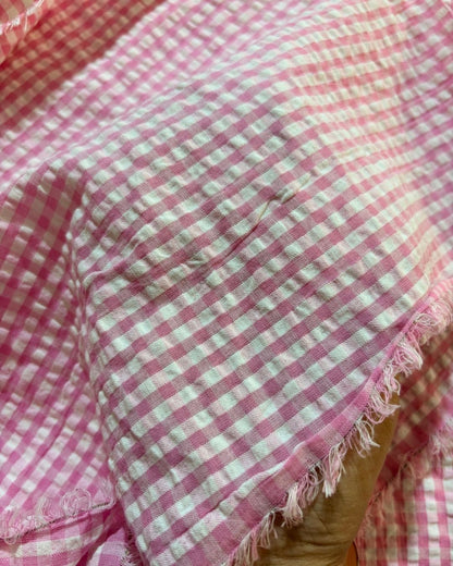 Pink & White Check Fabric FBS00025