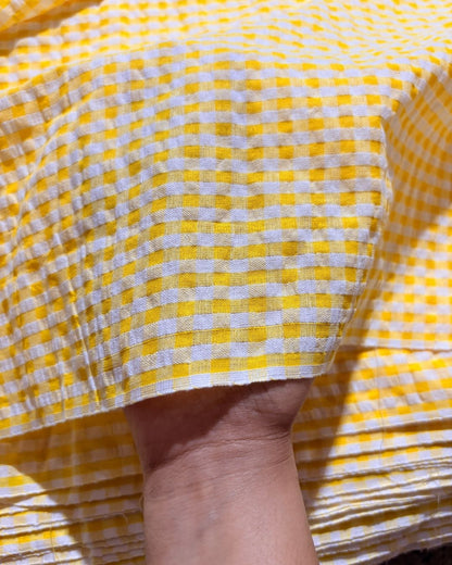 Yellow & White Check Fabric FBS0003