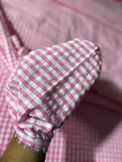 Pastel Pink  Seersucker Check Fabric FBS026132