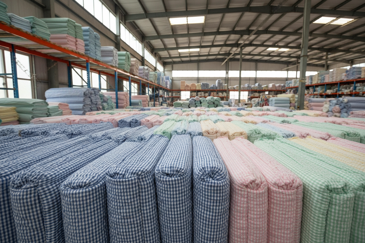 bulk cotton seersucker fabric photo